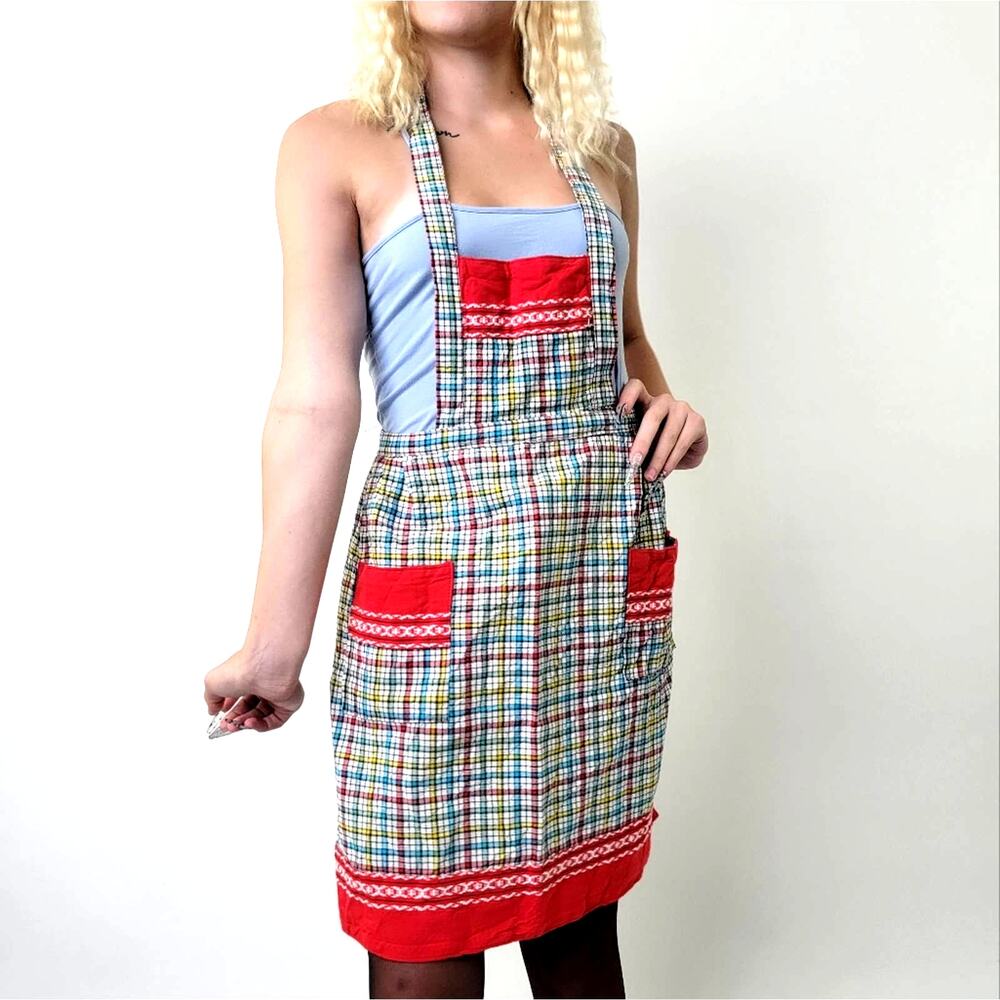 Vintage 1960's Greek Tie Back Full Artist Kitchen Cooking Apron